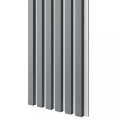 Akustický panel, podklad bílá MDF deska, úzká lamela, grafit, 30x275 cm