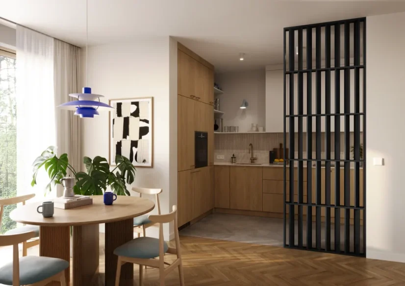 Lamelová dělící stěna Japandi, kompletní sada, výška a šířka dle výběru, černý mat