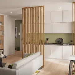 Lamelová dělící stěna, kompletní sada, výška a šířka dle výběru, dub Wotan