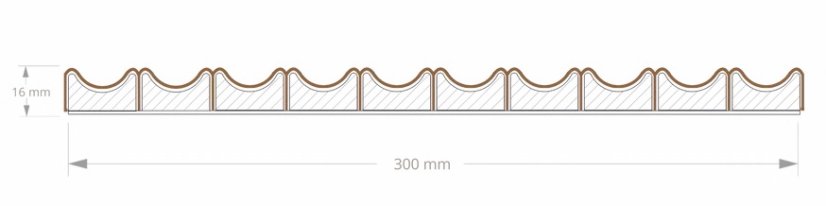 Obkladový panel na látce pro zakřivené stěny, 30 x 275 cm, dubová dýha, tvar VIK