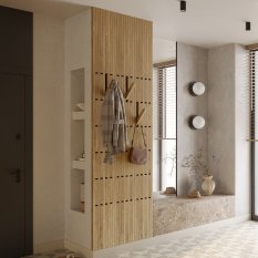 Lamelový věšákový panel Branché, dubová dýha, 28,5 x 275 cm