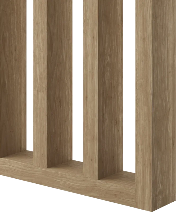 Samostatně stojící lamelová dělící stěna se základnou, kompletní sada, dub Natura