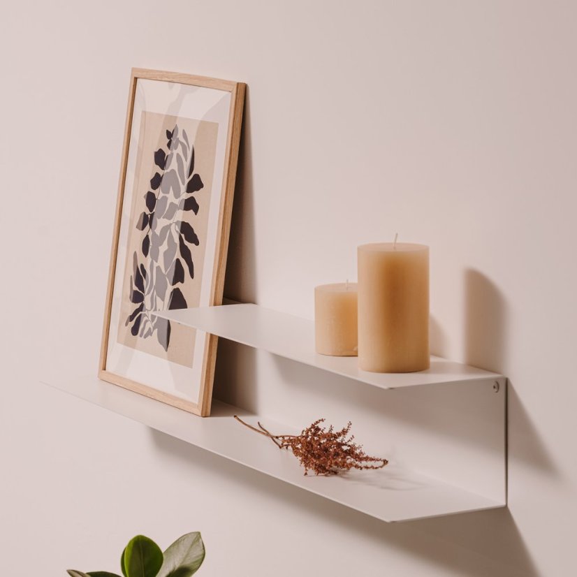 Nástenná kovová polica Porto biela - Veľkosť: M - pravý variant