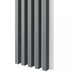 Akustický panel, podklad bílá MDF deska, široká lamela, grafit, 30x275 cm