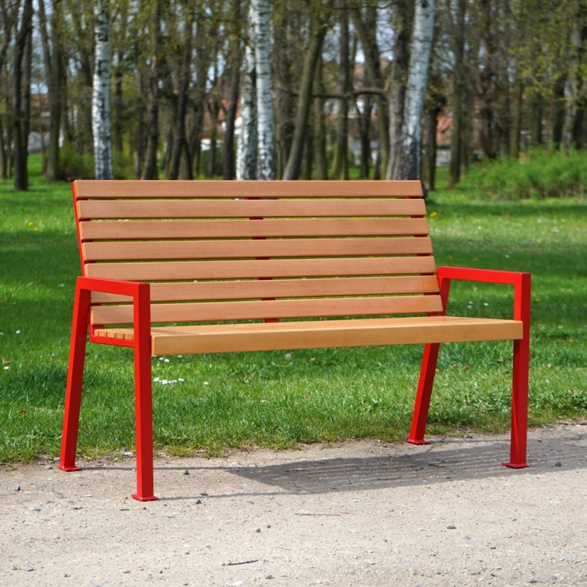 Záhradná lavica Giro s červenými nohami
