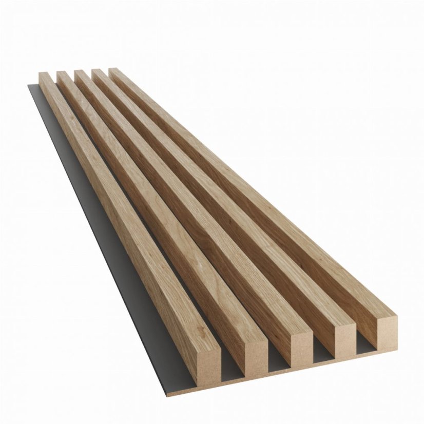 Akustický panel, podklad MDF deska, široká lamela, dub Natura, 30x275 cm