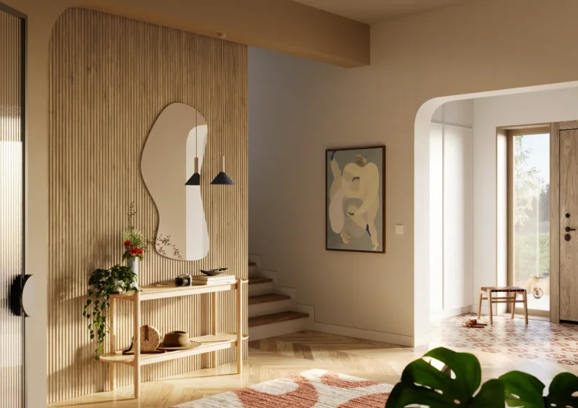 Designový panel s mikrolamelami, tvar Vik, dub Natura, 12x275 cm