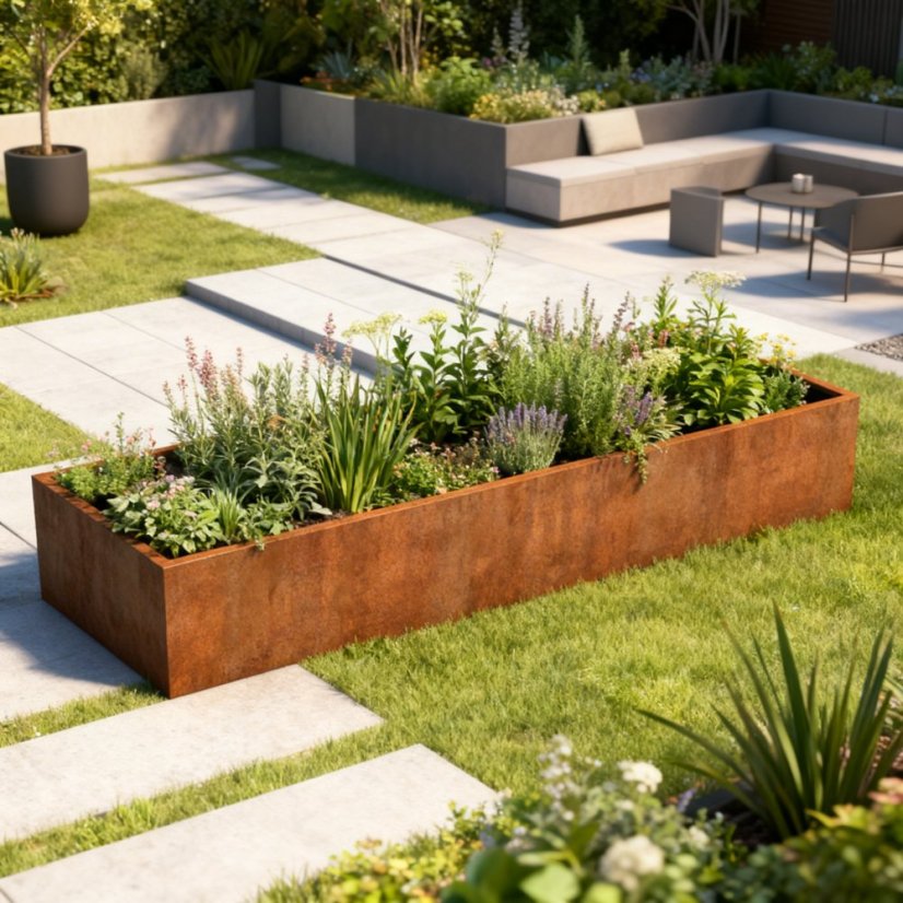 Cortenový vyvýšený záhon