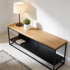 TV stolek West s masivní dubovou deskou