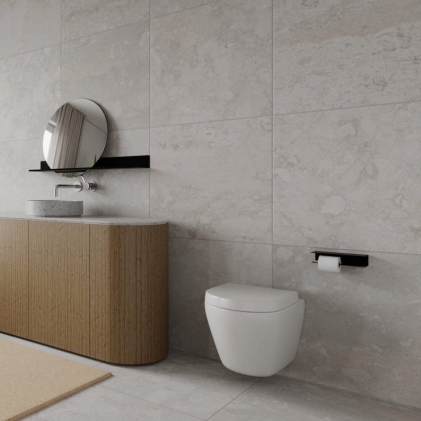 Kovový nástenný držiak na toaletný papier Berno čierny - Veľkosť: S - pravý variant