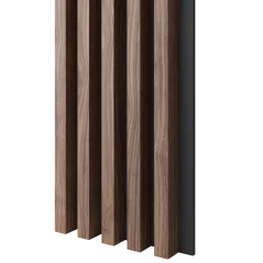 Akustický panel, podklad MDF deska, široká lamela, dýha Americký ořech, 30x275 cm
