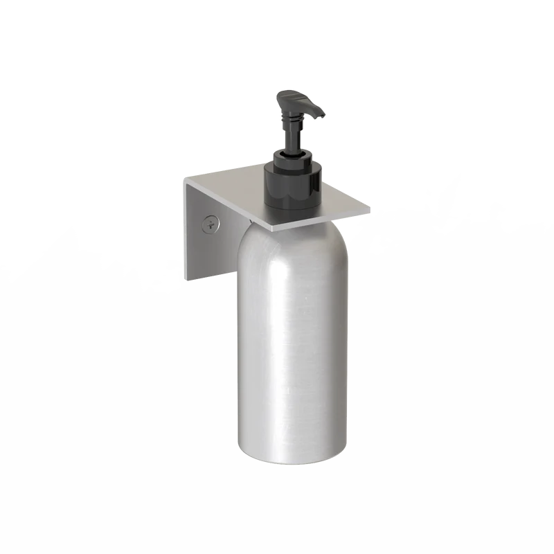 Nástěnný držák na láhev s pumpičkou RAWW, přírodní hliník