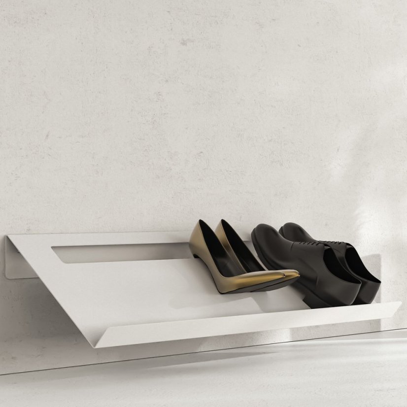 Nástenná kovová polica na topánky Torino biela - Veľkosť: L