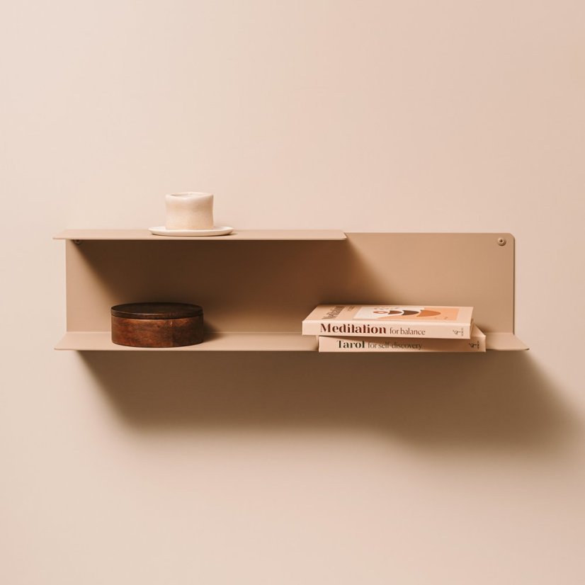 Nástenná kovová polica Porto pieskovo šedá