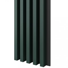 Akustický panel, podklad MDF deska, široká lamela, tmavě zelená, 30x275 cm