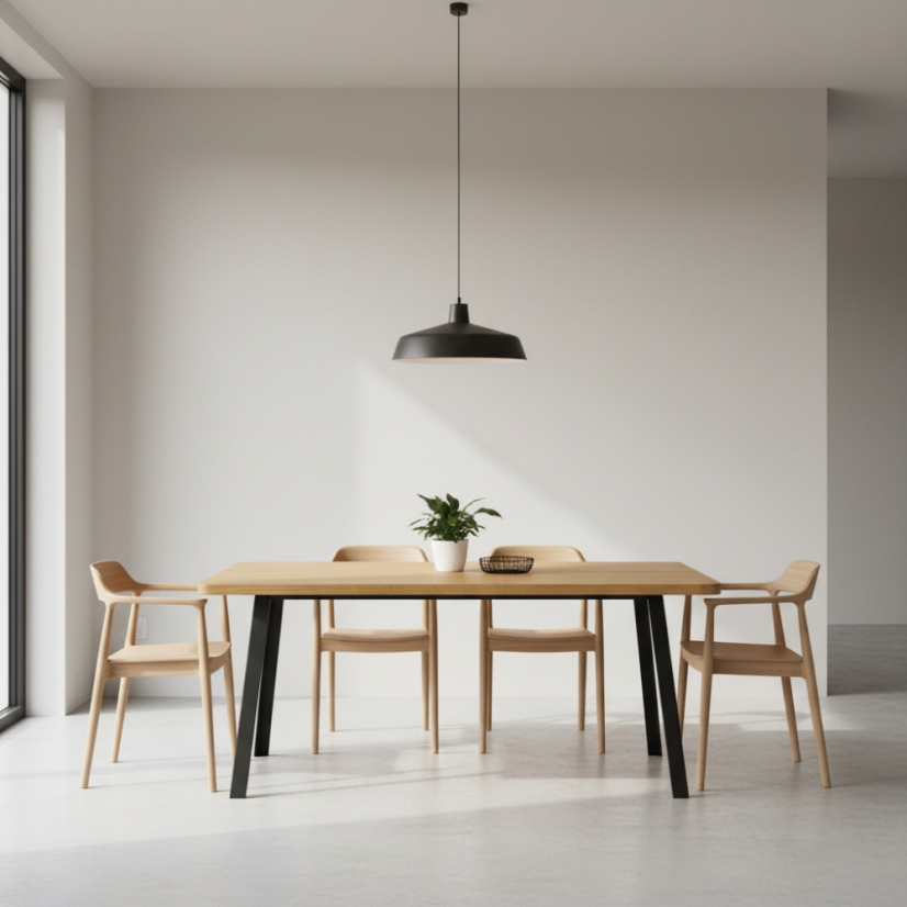 Jídelní stůl s masivní dubovou deskou Convex - Rozměry stolové desky: 2000 x 900 mm