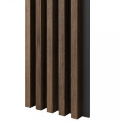 Akustický panel, podklad MDF deska, široká lamela, ořech, 30x275 cm