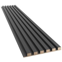 Akustický panel, podklad MDF deska, úzká lamela, černý mat, 30x275 cm