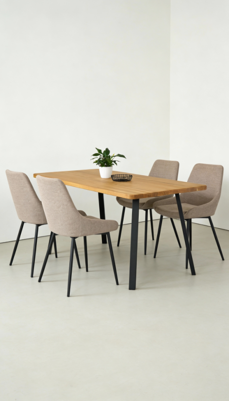 Jídelní stůl s masivní dubovou deskou Convex - Rozměry stolové desky: 2000 x 900 mm