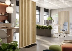 Samostatně stojící lamelová dělící stěna se základnou, kompletní sada, Evropský dub