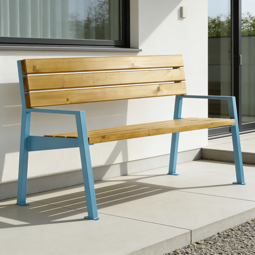 Zahradná lavica Joy - Výber lazúry dreva: pinie, Farba výrobku: čierna RAL 9005