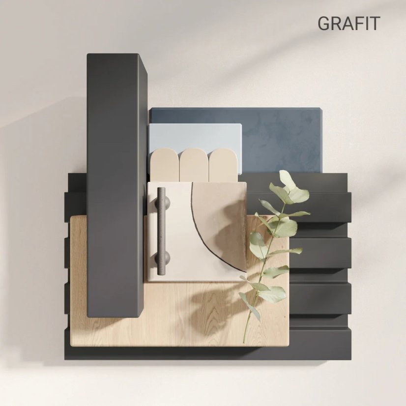 Designový panel s mikrolamelami, tvar Top, grafit, 12x275 cm