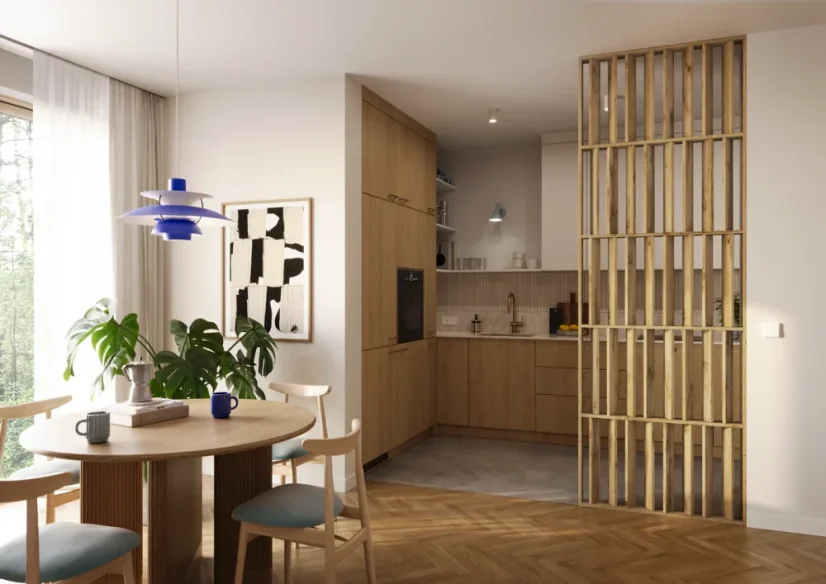 Lamelová dělící stěna Japandi, kompletní sada, výška a šířka dle výběru, Dub Wotan