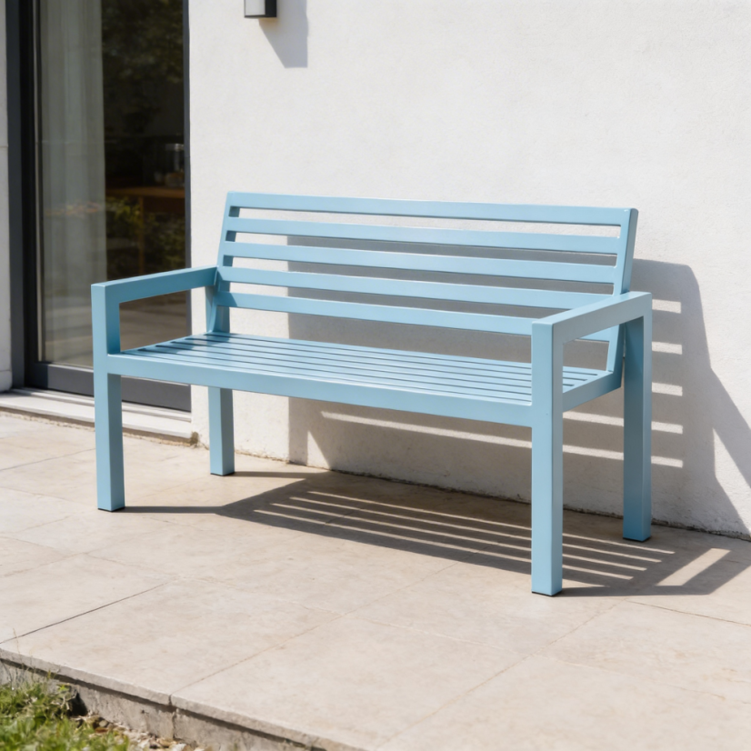 Celokovová zahradní lavice Golem - Barva: pastelově modrá RAL 5024