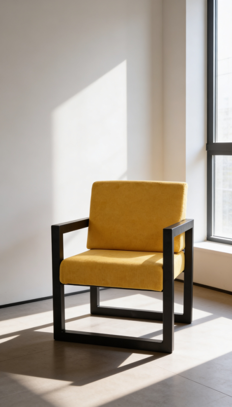Kovové kreslo s čalúnením Buho žlté