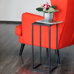 Odkladací stolík Lima / čierny s jemnou štruktúrou a odlesky