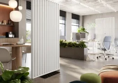 Samostatně stojící lamelová dělící stěna se základnou, kompletní sada, bílý mat