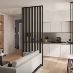 Lamelová dělící stěna, kompletní sada, výška a šířka dle výběru, černá mat