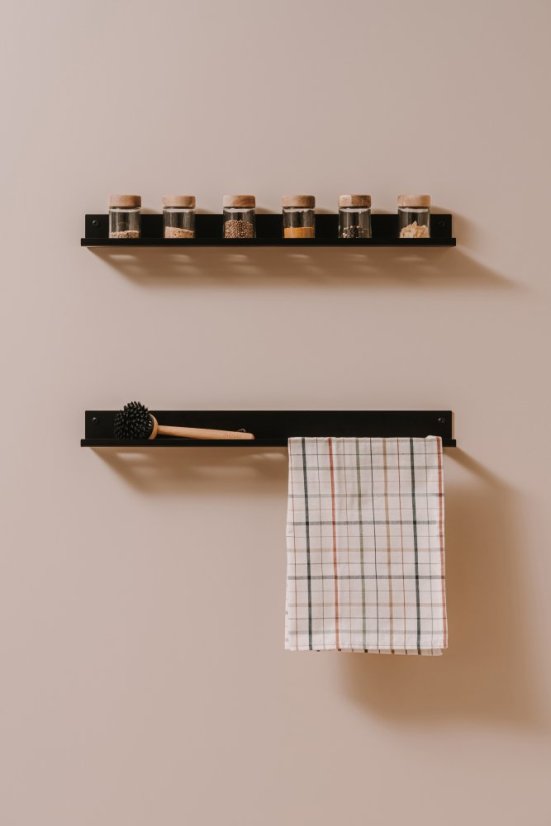 Kovová nástěnná police do koupelny Roma černá - Velikost: L - levá varianta