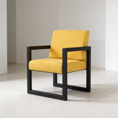 Kovové kreslo s čalúnením Buho žlté
