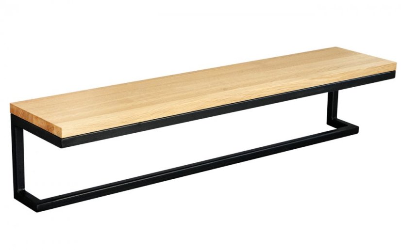 Nástenná polica s dubovou masívnou doskou do šatní a kúpeľní