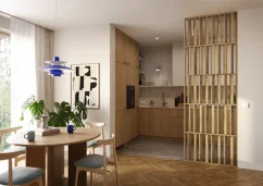 Lamelová dělící stěna Japandi, kompletní sada, výška a šířka dle výběru, Dub Wotan