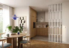 Lamelová dělící stěna Japandi, kompletní sada, výška a šířka dle výběru, bílý mat