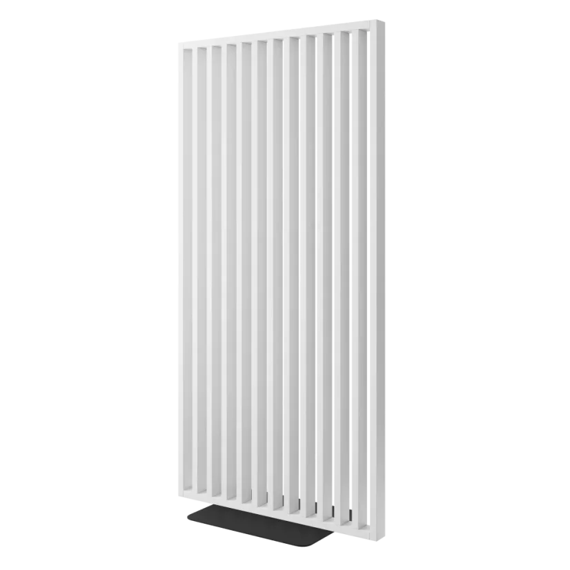 Samostatně stojící lamelová dělící stěna se základnou, kompletní sada, bílý mat