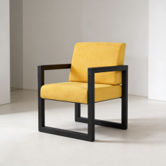 Kovové kreslo s čalúnením Buho žlté