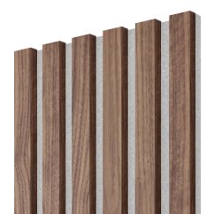 Akustický panel, dýha Americký ořech, šedý filc, 30x275 cm