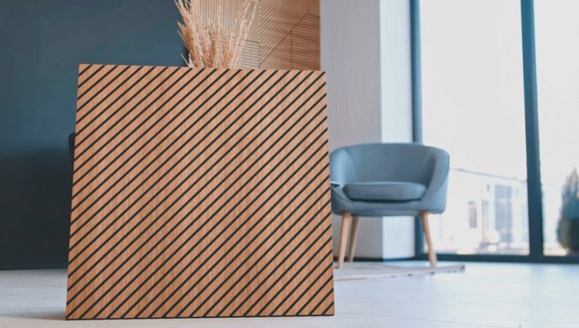 Designový obkladový panel s dubovou dýhou, vzor Brekka, 60x60 cm