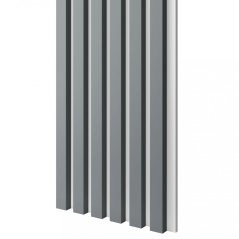 Akustický panel, podklad bílá MDF deska, úzká lamela, grafit, 30x275 cm