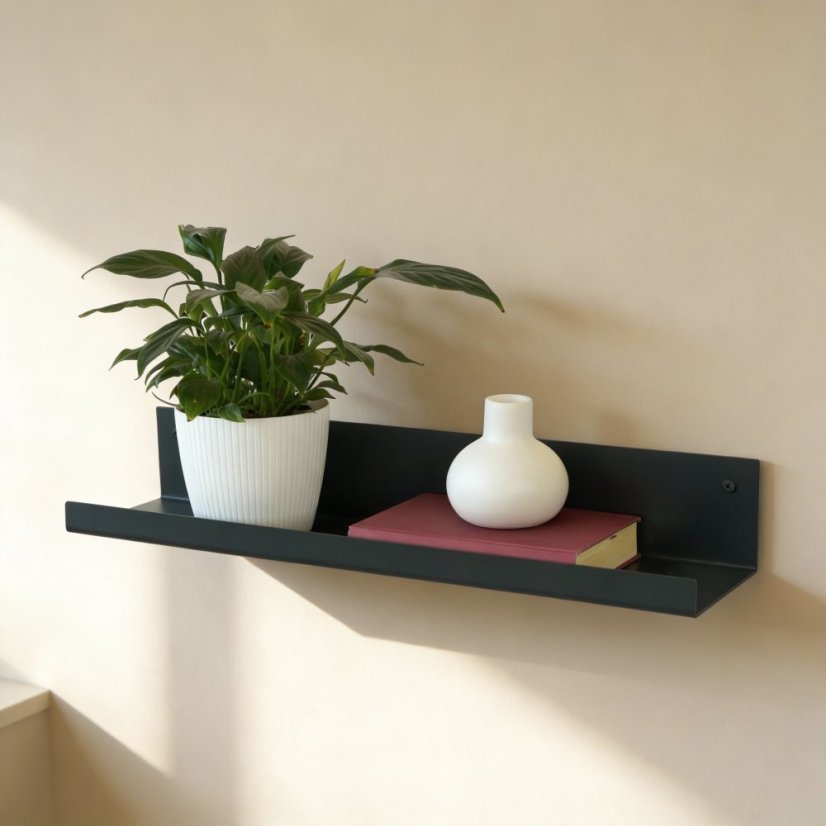 Nástenná kovová polica Melissa - Dĺžka: 900 mm, Farby kolekcie Essence: antracit RAL 7016