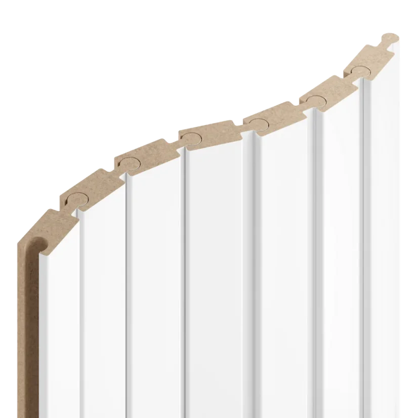 Obkladový panel PUZZLE pro zakřivené stěny, 4,6 x 275 cm, Bílý mat