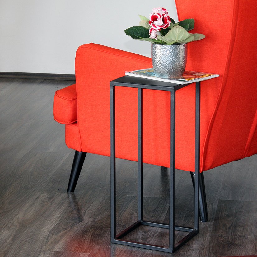 Odkladací stolík Lima / čierny s jemnou štruktúrou a odlesky