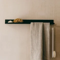 Kovová nástenná polica do kúpeľne Roma čierna