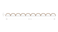 Obkladový panel na látce pro zakřivené stěny, 30 x 275 cm, dubová dýha, tvar Vag