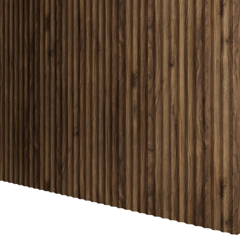 Designový panel s mikrolamelami, tvar Vik, ořech, 12x275 cm