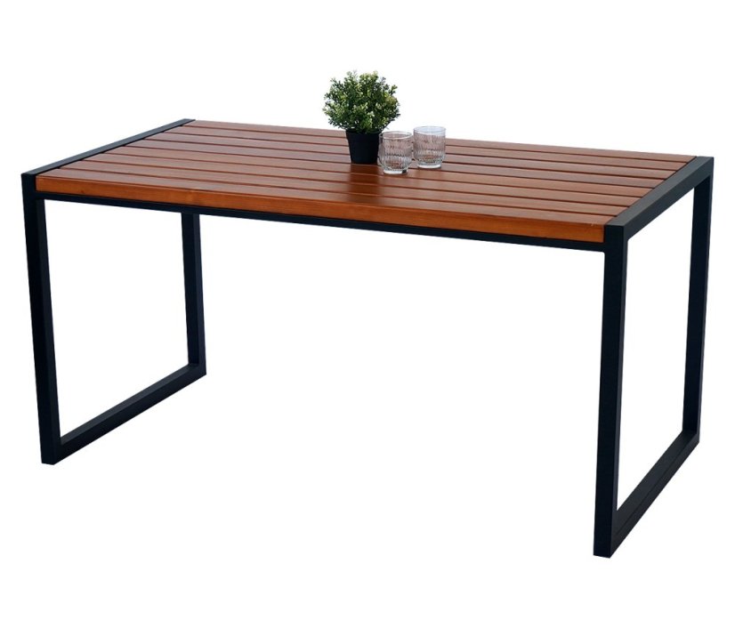 Záhradný stôl Style s masívnym drevom a oceľovou konštrukciou - Výber lazúry dreva: teak