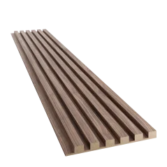Akustický panel, podklad MDF deska, úzká lamela, celý panel - dýha Americký ořech, 30x275 cm
